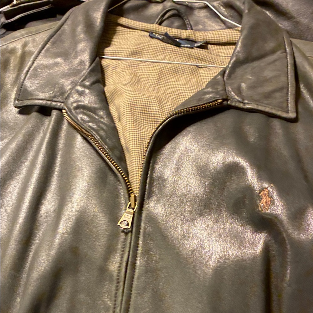 Ralph Lauren Men's Leather Jacket - black weathered